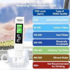 4-in-1 Digital Water Tester TDS EC Temperature Meter 0-9990PPM For Water Purity