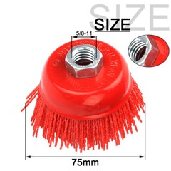 3″ Abrasive Filament Nylon Bristle Cup Brush, Sanding Scuffing, 5/8-11 Thread