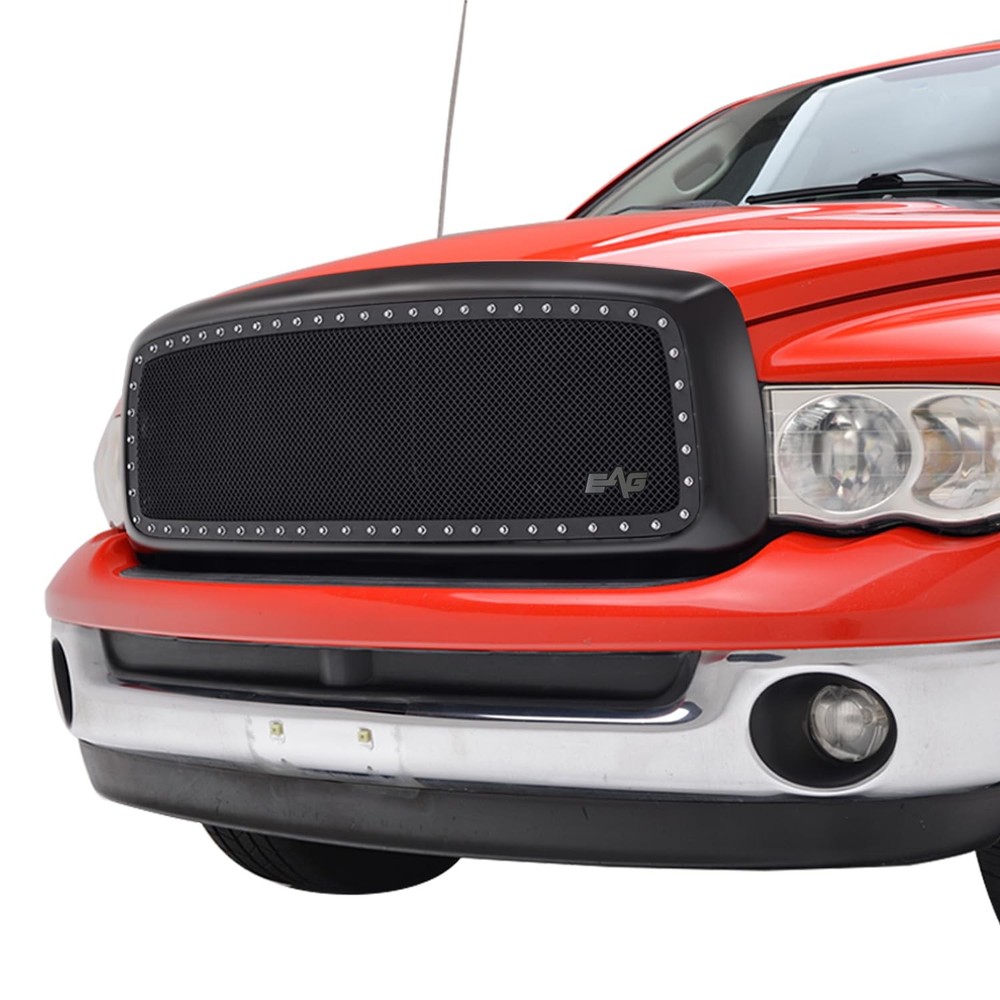 Rivet Studded Black Stainless Steel Wire Mesh Grille 02-05 Ram 1500/2500/3500