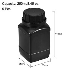 5 x Plastic Lab Chemical Reagent Bottle 250ml/8.45 oz Wide Mouth Sealing Black