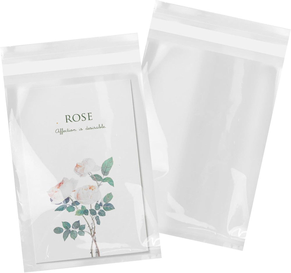 – 100 Count – 5″ X 7″ Cellophane Bags Self Sealing – Resealable Clear Poly Cello