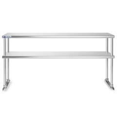 Commercial Stainless Steel Kitchen Prep Table Wide Double Overshelf – 30″ x 72″