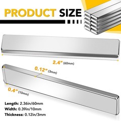 6-Pack Neodymium Magnets 2.36×0.39 inch – Extra Strong Adhesive & Rust-Resistant