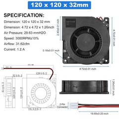 Moisture-Resistant 12V DC Cooling Fan – 4.72″ High Airflow for Multiple Uses