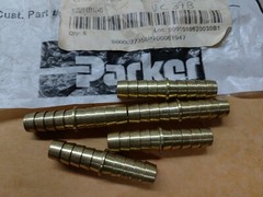 (5) Parker 122-HBL-6 Brass Fitting 3/8″ Hose Barb to 3/8″ Hose Barb