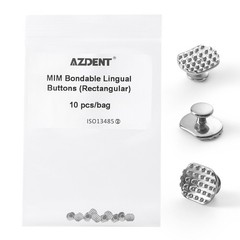 Dental Orthodontic Lingual Buttons Metal Monoblock Bondable Rectangular 10pcs/PK