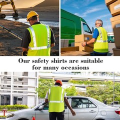 Amylove Lime 4 Pcs Hi Vis Sleeveless Reflective Shirt For Men Class 2