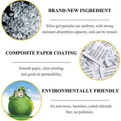 Silica Gel Packets, 100PCS 5 Gram Transparent Desiccant Packs for Storage, Mo.