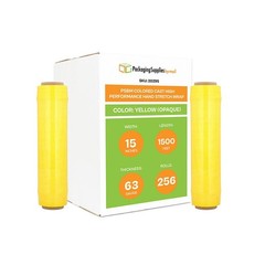 256 Rolls Cast Hand Stretch Wrap Cling 15″x1500′ Dark Yellow Pallet Shrink Film