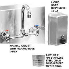 COMPACT HAND SINK MULTISTATION 2 USERS 36″ WALL MOUNT MANUAL FAUCET STEINLESS S.
