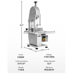 1500W Commercial Bone Cutting Machine Frozen Meat Cutter Saw Electric Bandsaw