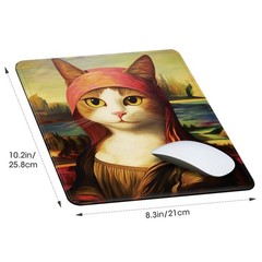 NiHome Oil Painting Mouse Pad for Work and 10.2L x 8.2W inches, Mona Lisa Cat