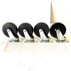 Casters: 4 4.5″ Heavy Duty Phenolic Wheels Swivel Top Plate Set Lot New