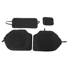 5PCS Car SUV Seat Covers Full Set Headrests Waterproof Leather Black Red
