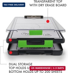 Dexas Clearview Clipcase clipboard13.75 X 9.5 in, Green. See Papers Clearly Outd