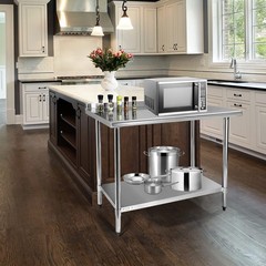 NSF Stainless Steel Prep Table 60×24 Inches 5ft, Metal Work Table with Adjust…