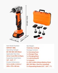VEVOR Cordless Electric Tube Expander 20V Max for 1/2″ 3/4″ & 1″ PEX-A Pipes
