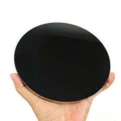 Fhnp367 Large Black Obsidian Scrying Mirror Stand Round Smoth Natural Crystal