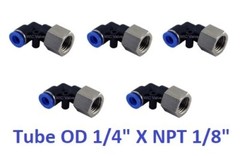 Female Swivel Elbow Connector Tube OD 1/4″ X NPT 1/8″ Push In Fitting 5 Pieces