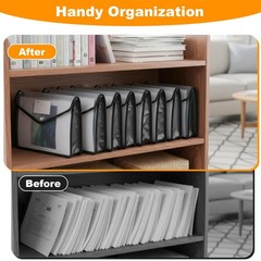 PercyEffie 7 PCS Plastic Expanding File Folder Black Transparent