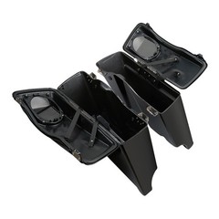 5in Stretched Saddlebags w/ 5×7 Speaker Lids LED Fender for Harley Touring 09-13