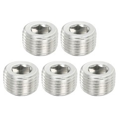 5 Pcs 3/8NPT Male Pipe Plug Internal Hex Thread Socket Stainless Steel, Silver