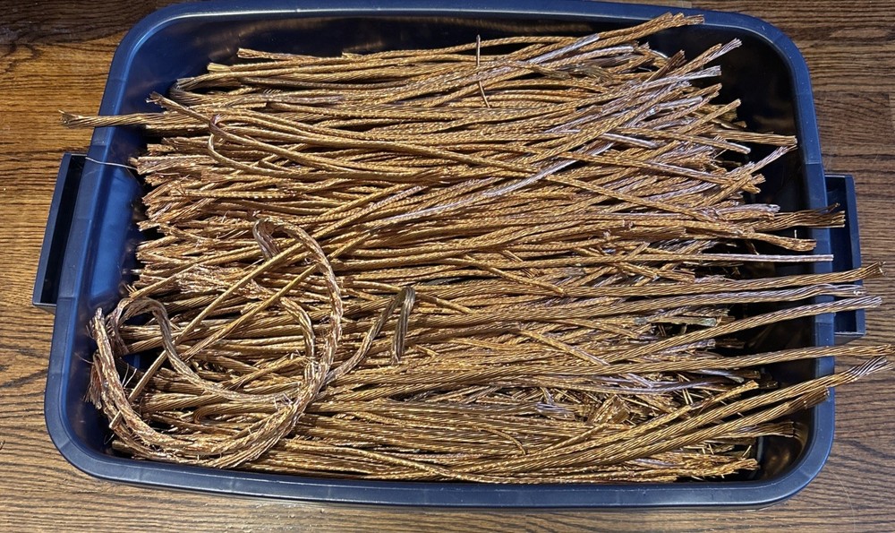 50 POUNDS BARE BRIGHT COPPER #1 STRIPPED BARE WIRE.