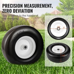 Flat-free 13×5-6in PU Tire Assembly with Rim 3.25-5.9in Hub 3/4in Bushing