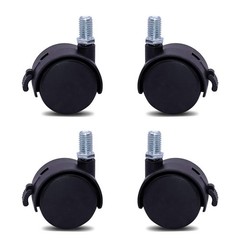 4 Pcs M8 Swivel Stem Casters with Locking Brake – Durable Nylon Furniture Wheels