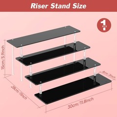 4 Tier Acrylic Display Risers, Black Perfume Organizer Stand, Large Cupcake S…