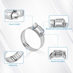 40Pcs Hose Clamps,Stainless Steel Hose Clamp Assortment Kit, 1/4″ to 1-1/2″ (6–3