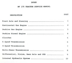Massey Ferguson Mf 175 Tractor Service Repair Manual Workshop Shop Book Mf175