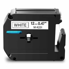 4PK Label Tape M-K231 MK231 M231 Black on White 12MM 1/2″ for Brother PT-65
