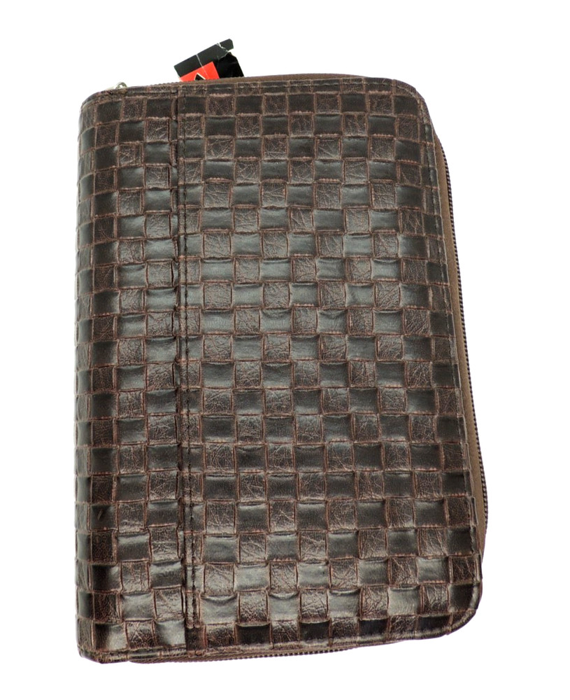 Mundi Brown 6 Ring Planner Woven Design w/ Calculator Card Holder Wallet Unused