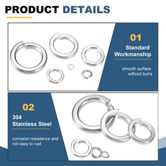 120Pcs M2 Split Lock Washer Spring Lock Washer 2mm ID 3.6mm OD 0.58mm Thick