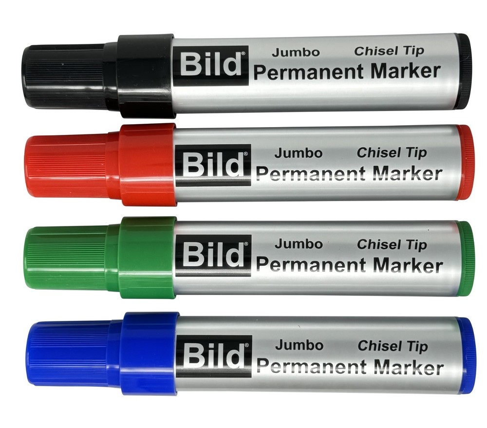 Jumbo Permanent Markers – Color pack of 4 – Black, Red, Green, Blue