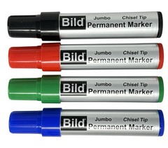 Jumbo Permanent Markers – Color pack of 4 – Black, Red, Green, Blue