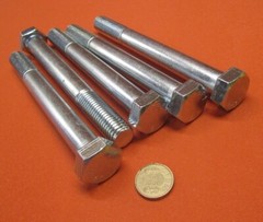 Grade 5 Zinc Cap Screw Bolt, Steel, PT, 3/4″-10 x 7.00″ Length, 5 Pcs