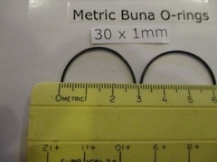30mm ID x 32mm OD x 1mm thick O-ring. Buna-70. Quan 2..