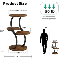 4-Tier S-Shaped Round Side Table – Rustic Brown End Coffee Accent Sofa Table