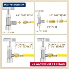 AC R1234YF Quick Couplers Adapters Set, R1234YF Self Sealing/Puncture Can Tap Va