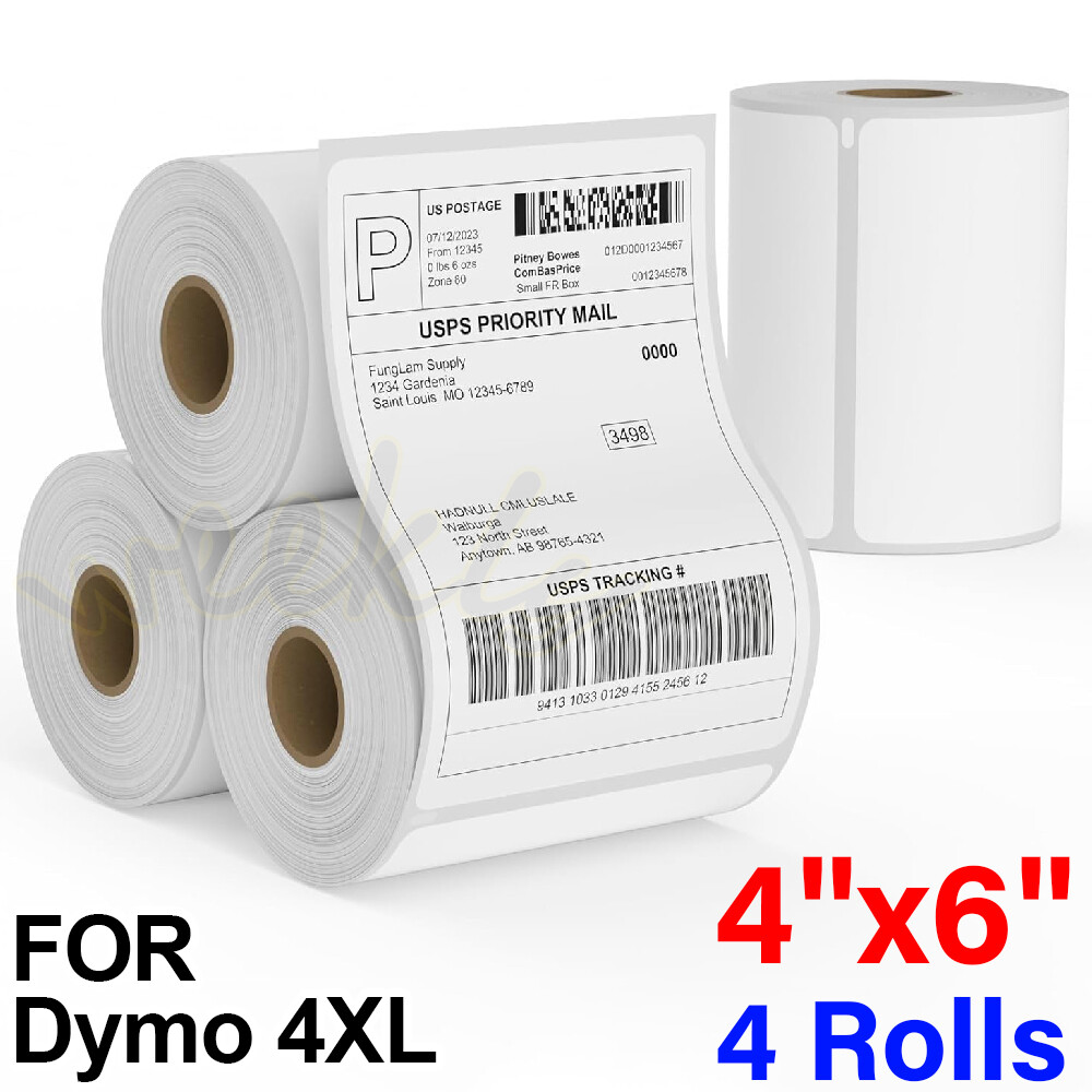 4 Rolls Dymo 4XL LabelWriter Direct Thermal Shipping Labels 1744907 4×6 220/Roll