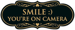 Designer Smile You’re on Camera Sign – Easy Installation | Durable Wall or Do…