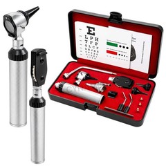 NEW ENT Opthalmoscope Ophthalmoscope Otoscope Nasal Diagnostic Set Kit + 3 BULB