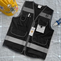 TCCFCCT Black Safety Vest for Men Women 9 Pockets High Visibility Reflective …