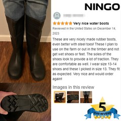 NINGO Men Steel Toe PVC Rain Boots Waterproof Cushioning Safety Work Boots Farm
