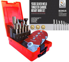 Premium-Grade Die Grinder Bits Carbide Burr Set 1/4 Shank 8-PC Double-Cut Rotary
