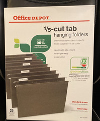 Office Depot Brand Hanging Folders, 1/5 Cut, Letter Size, Green, 25-Pk