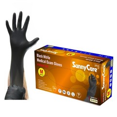 1000/case #8902 SunnyCare 5Mil Black Nitrile Exam Gloves (No Vinyl Latex) Medium