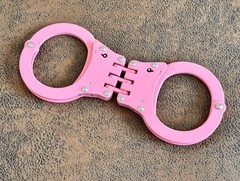 Pink Double Lock Hinge Steel Handcuffs Police Security Guard Grade Standard Size